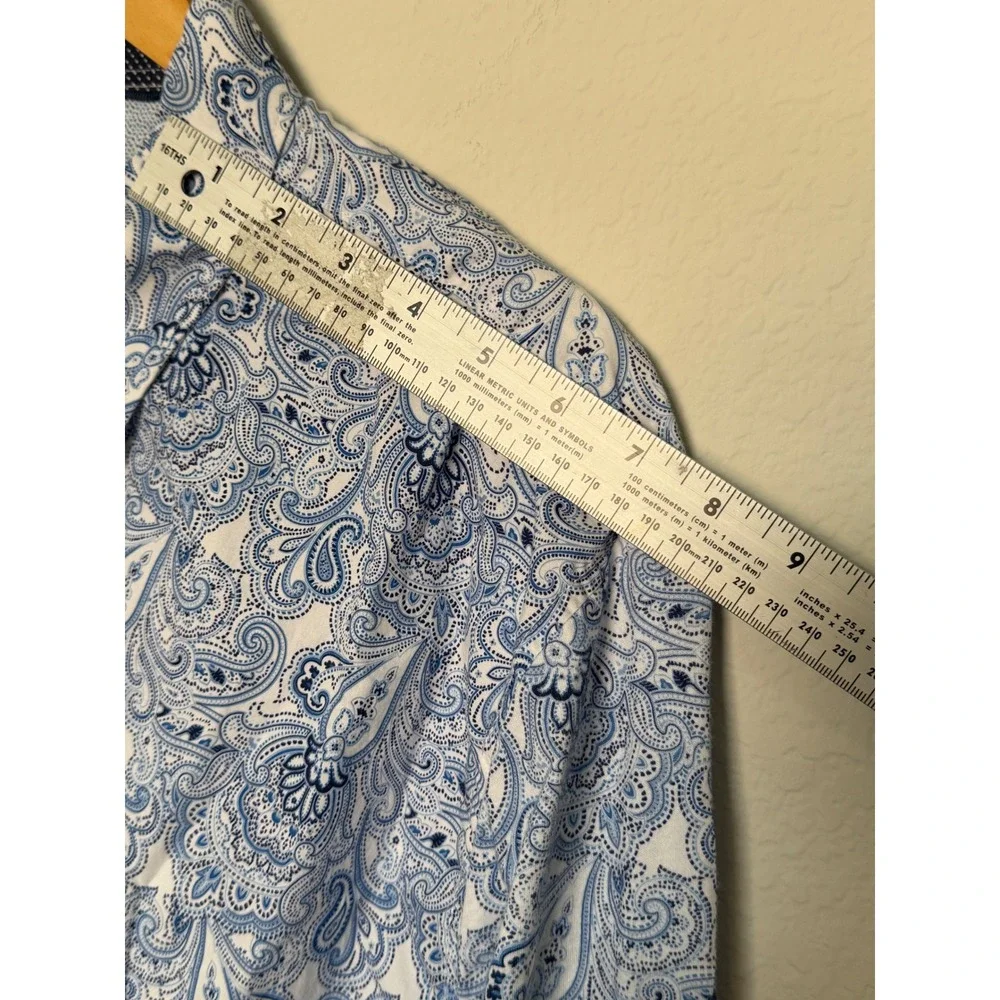 CON.STRUCT Men's XXL Modern Fit Hybrid Blue White Paisley Button Shirt